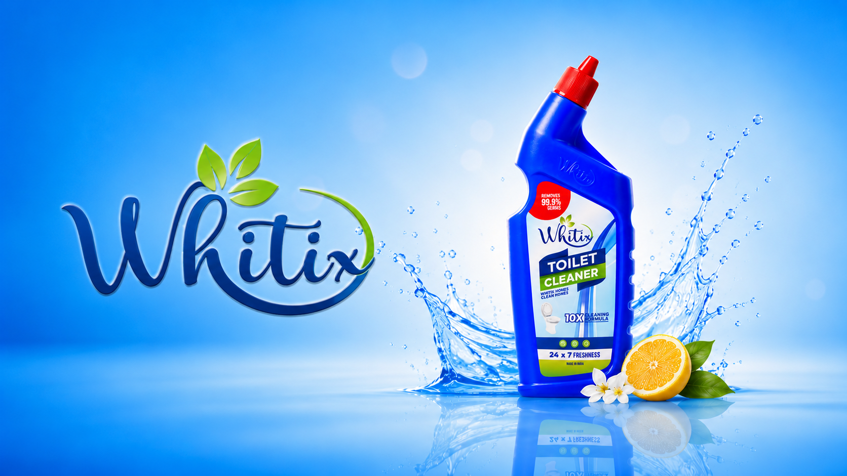 Whitix Toilet Cleaner — removes 99.9% germs